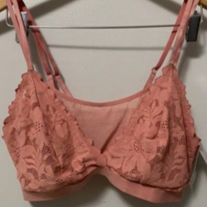Women’s Small rose pink unlined adjustable strap lace Bralett bra
Auden